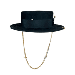 Chain Strap Felt Canotier Hat M