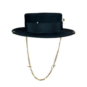 Chain Strap Felt Canotier Hat M