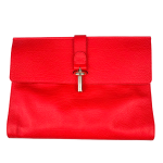 Rouge Coquelicot Veau L Tube Clutch