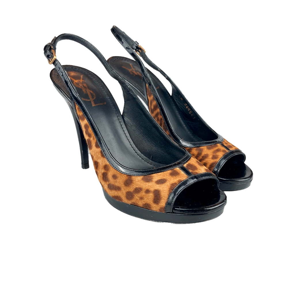 SASL-000003 5 Vintage Animal Print Peep Toe Sandals 35