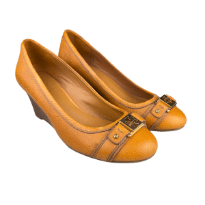 Leather Buckle Wedge Pumps 38