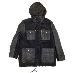 Hooded Velvet and Nylon Coat GG