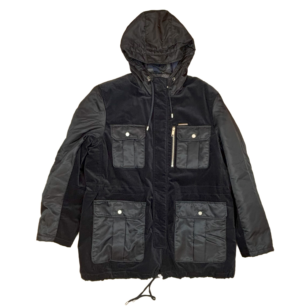 CAAE-000001 1 Hooded Velvet and Nylon Coat GG