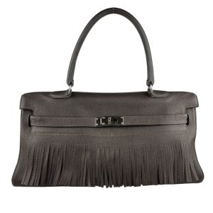 Taurillon Clemence Fringe Shoulder Kelly 42 Raisin