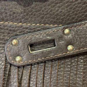 Taurillon Clemence Fringe Shoulder Kelly 42 Raisin