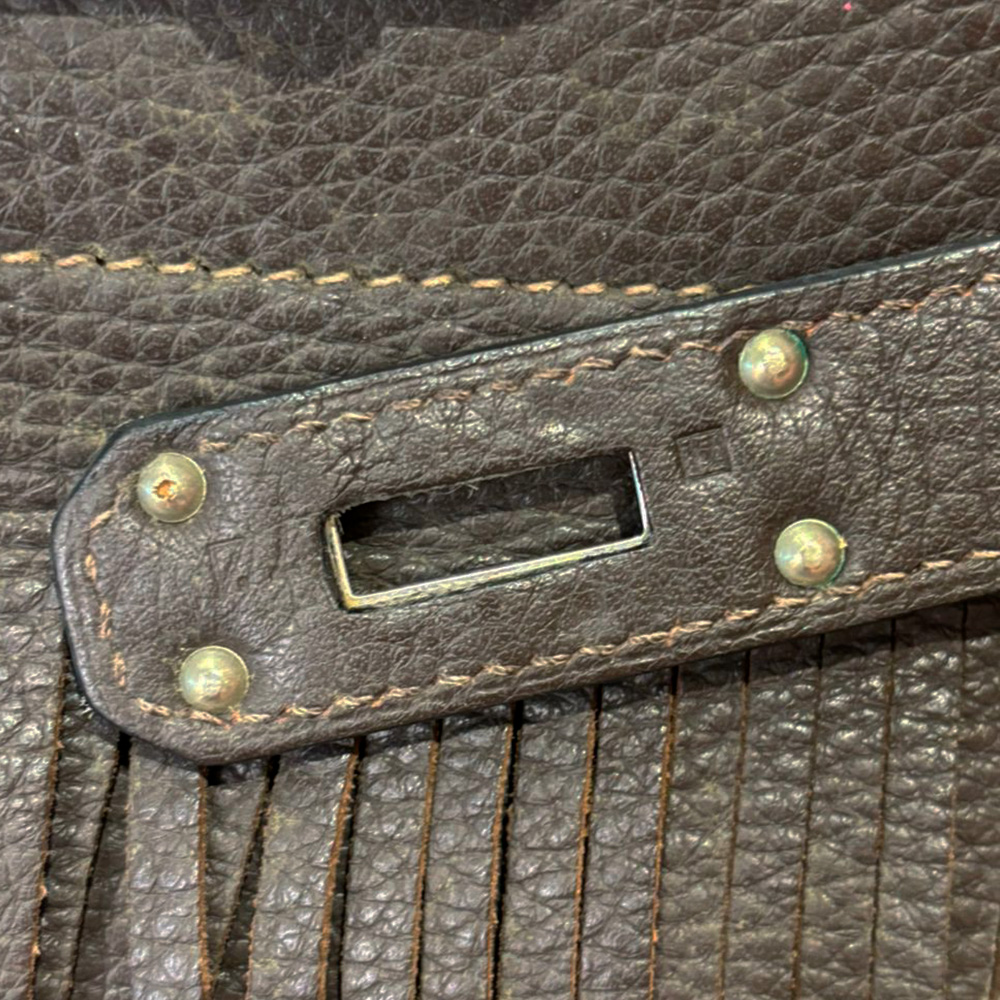 BOHE-000002 20 Taurillon Clemence Fringe Shoulder Kelly 42 Raisin