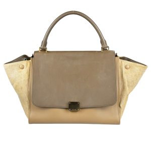 Pebbled Calfskin and Canvas Medium Trapeze