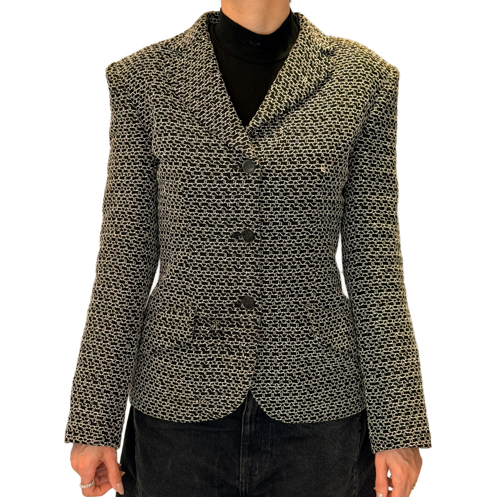 CSCH-000002 3 S/S 1998 Bicolor Embroidered Blazer 38