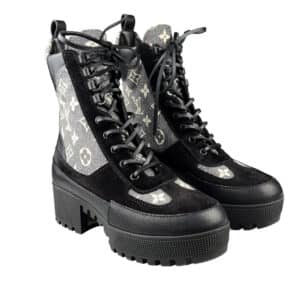 Monogram Denim Suede Laureate Boots 36
