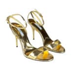 Logo Plaque Metallic Sandals 37