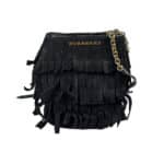 Suede Fringe-Trim Mini Bucket