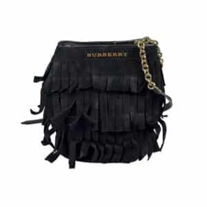Suede Fringe-Trim Mini Bucket