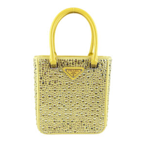 Satin Crystal Triangle Logo Small Tote Ananas