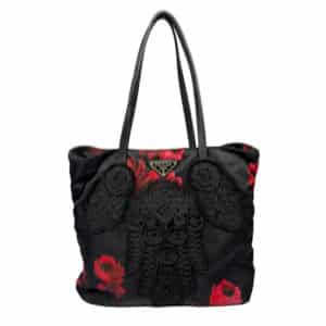 Passama Embroidered Rose Print Nylon Tote