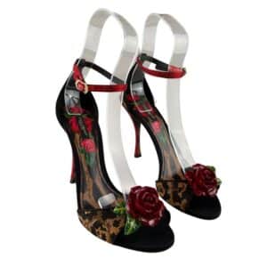 Floral Rose Embroidered Leopard Keira Sandals 37