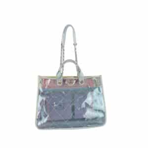 Multicolor Transparent Quilted PVC Coco Splash Medium Shopping Tote