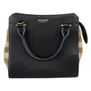 Black Leather House Check Mini Banwell Tote