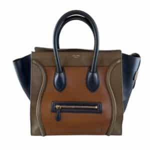 Tri-color Calfskin Leather Medium Luggage Tote