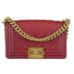 Chevron Quilted Lambskin Leather Small Boy