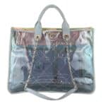 Multicolor Transparent Quilted PVC Coco Splash Medium Shopping Tote